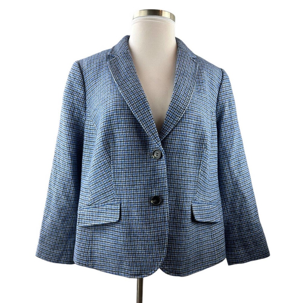 Talbots Shetland Aberdeen Blazer Tattersall Plaid Houndstooth Plus Size 20 P - Picture 11 of 11